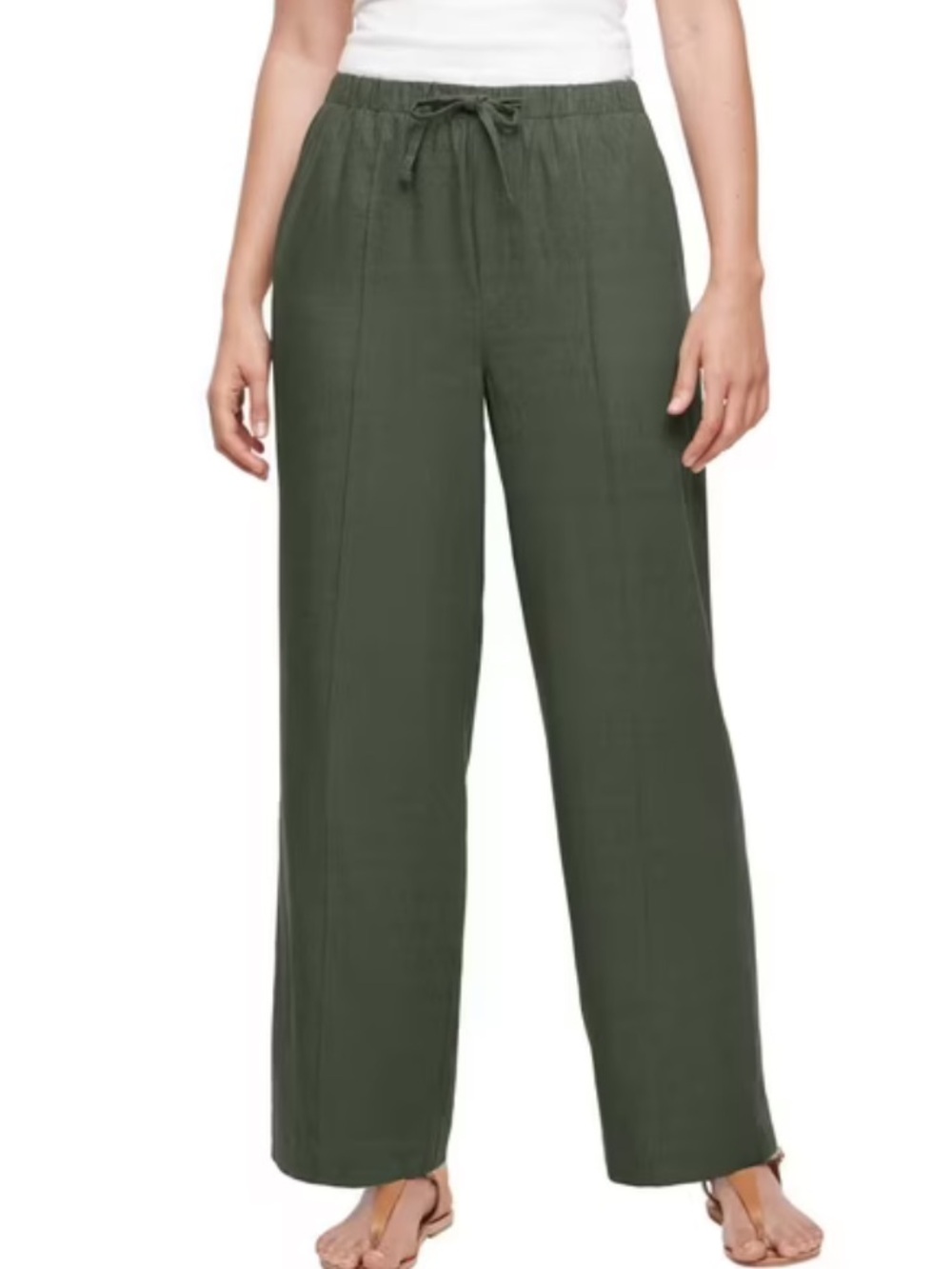 GAP Linen Blend Women’s Wide-Leg Drawstring Pull On Pants
